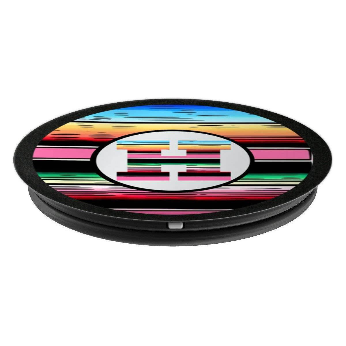 Monogram Initial H Striped Pattern Cute Gift PopSockets Grip and Stand for Phones and Tablets