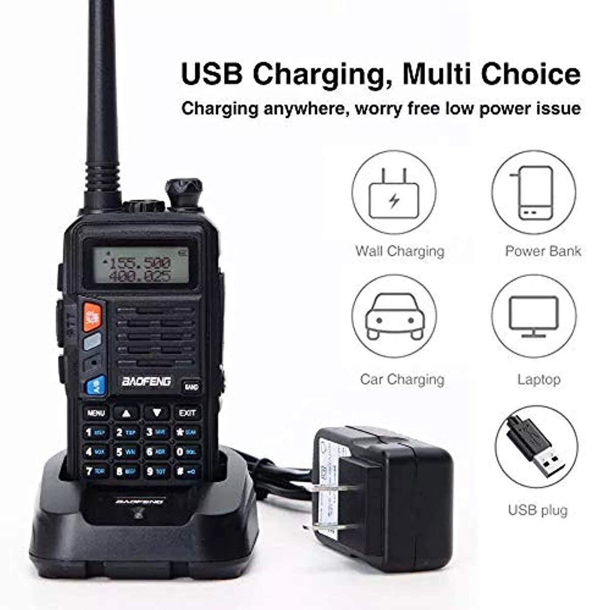Baofeng UV-S9X3 5 Watt Tri-Band Radio : VHF, 1.25M, UHF, with 2200mAh Large Battery,Includes Dual Band Antenna, 220 Antenna, Earpiece, and More Amateur (Ham) Two-Way Radio&hellip; (Black)