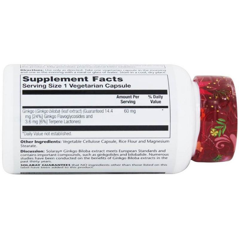 Solaray Guaranteed Potency Ginkgo Biloba Extract 60 mg.  -  120 Count