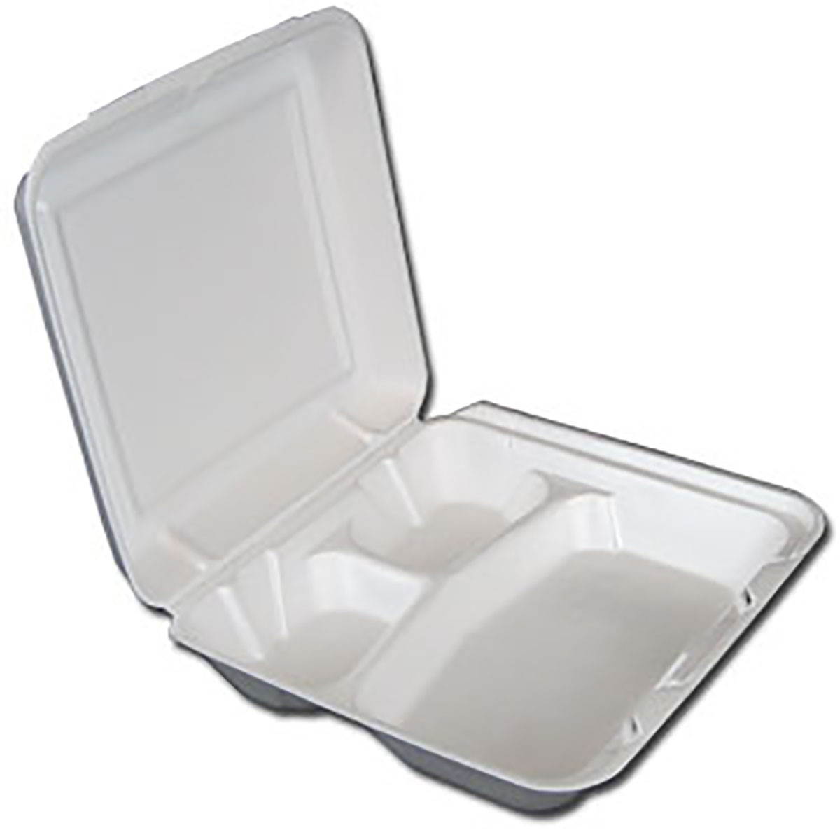 Dart 3-comprtmt Large Foam Closing Carryout Trays