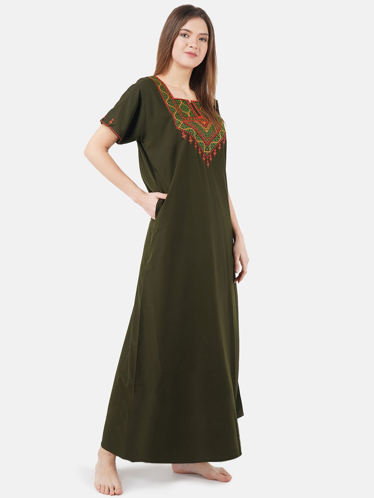 KOI SLEEPWEAR Olive Embroidered Nighty