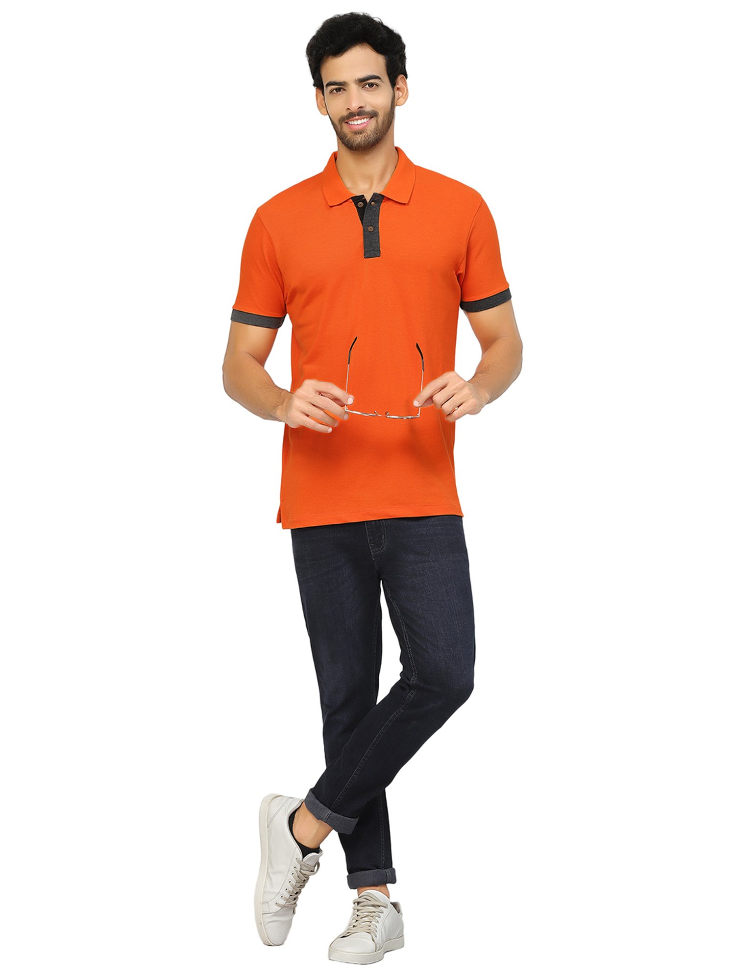 Kalt Orange Regular Fit Polo T-Shirt