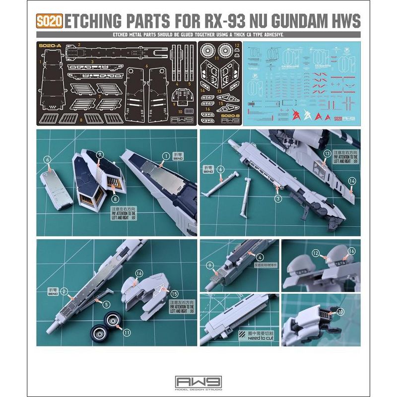 Madworks AW9 S20 Photo-Etch Metal Parts for RX-93 Nu Gundam RG 1/144 Model Kit