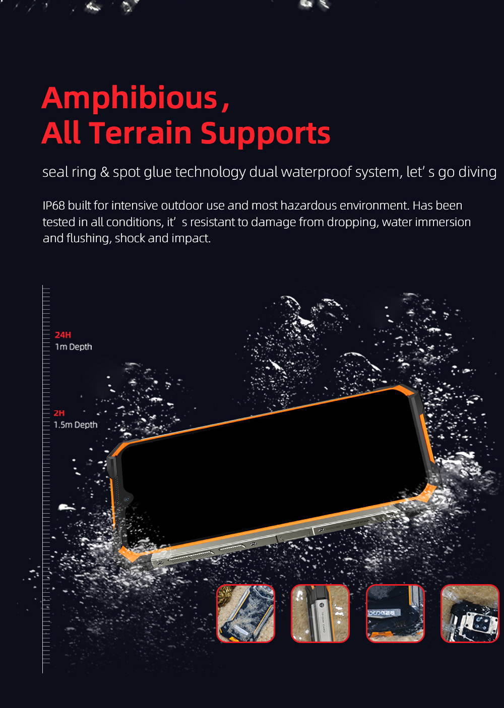 DOOGEE S88 Pro Rugged Phone, 10000mAh,6GB+128GB IP68/IP69K Waterproof Dustproof Shockproof, Triple Back Cameras Fingerprint Identification, 6.3 inch Android 10.0, Wireless Charging