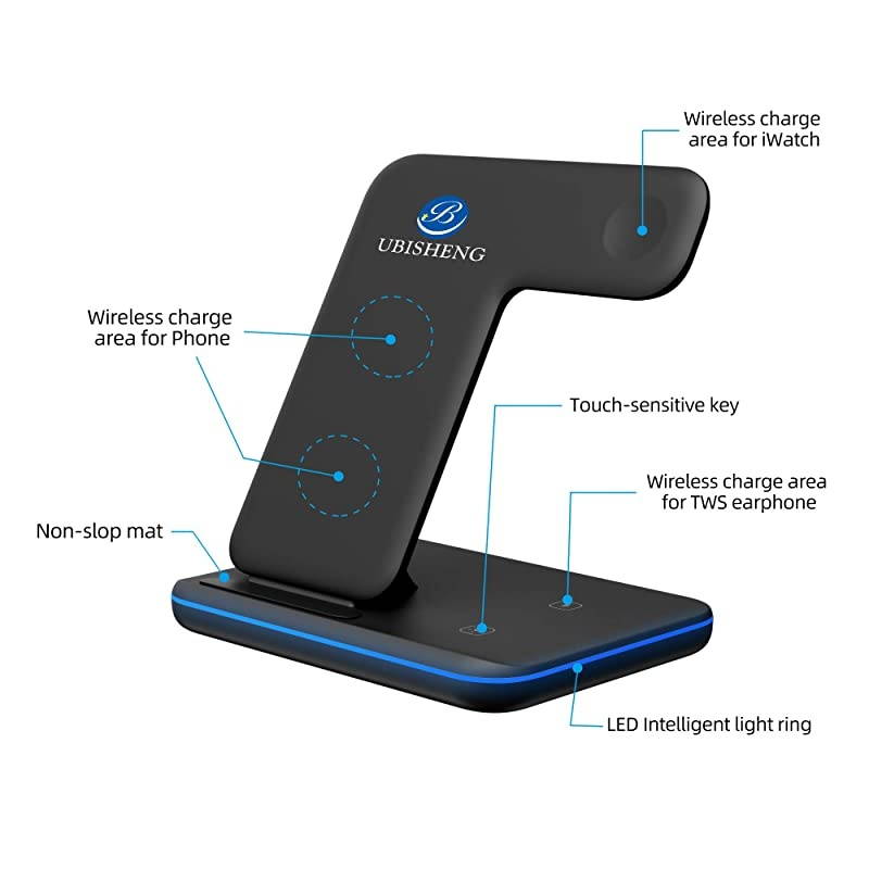3 in 1 Wireless Charger,  Fast Wireless Charging Station for iPhone 11 Series/XS MAX/XR/XS/X/8P, Compatible with Apple Watch 6/SE/5/4/3/2/1 Airpod 2/Pro