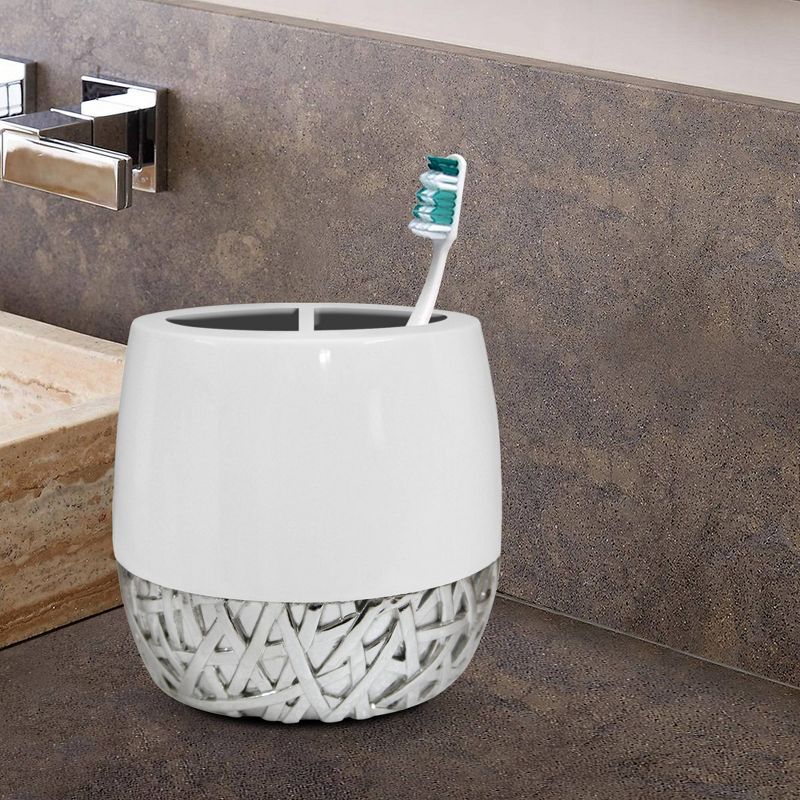 9pc Bali Resin Bath Accessory Set for Vanity Counter Tops White - Nu Steel