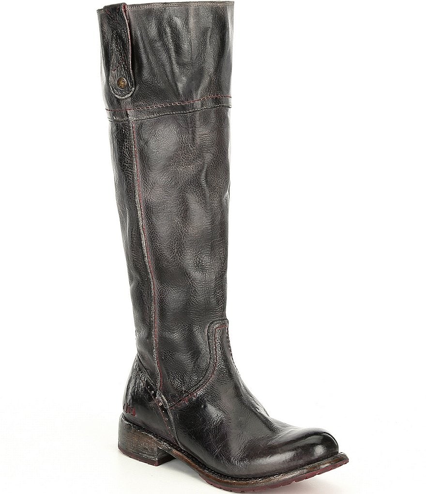 Bed Stu Jacqueline Wide Calf Tall Leather Block Heel Boots