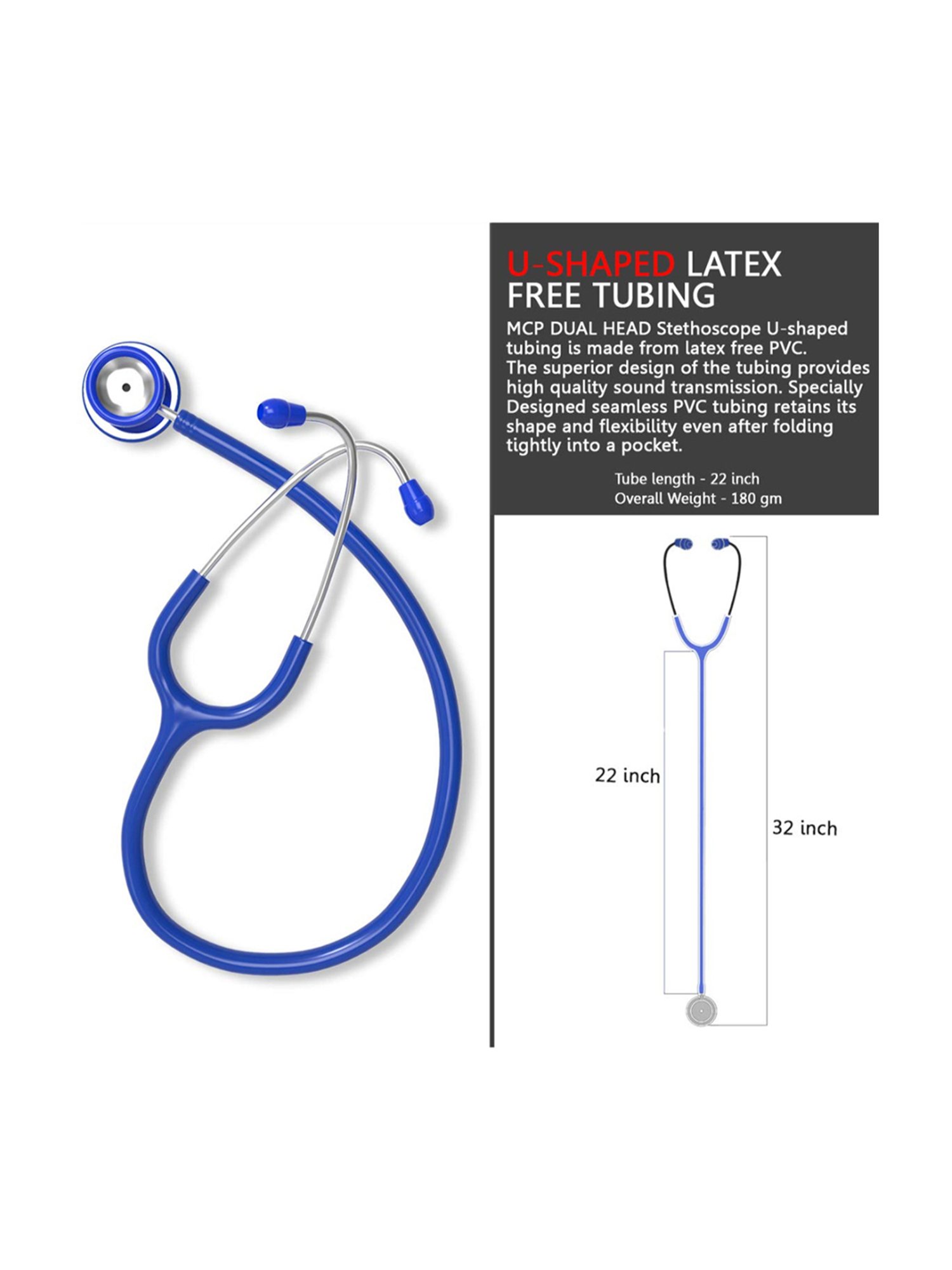 MCP Adult Dual Head Stethoscope (Blue)