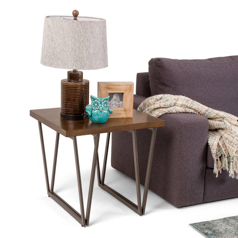 24" Travis Solid Wood End Table Natural Aged Brown - WyndenHall