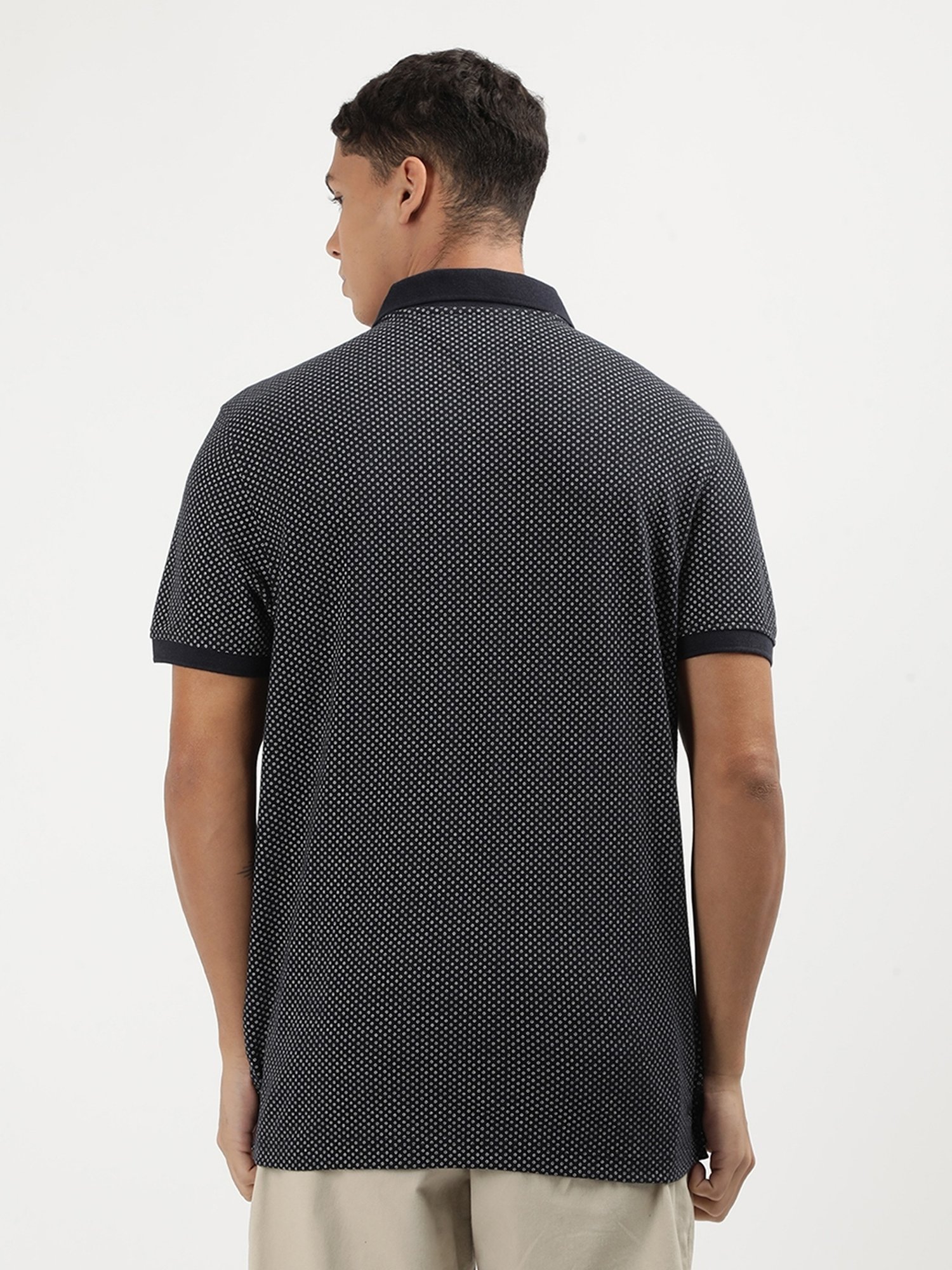 Tommy Hilfiger Desert Sky Melange & Ecru Cotton Regular Fit Graphic Polo T-Shirt