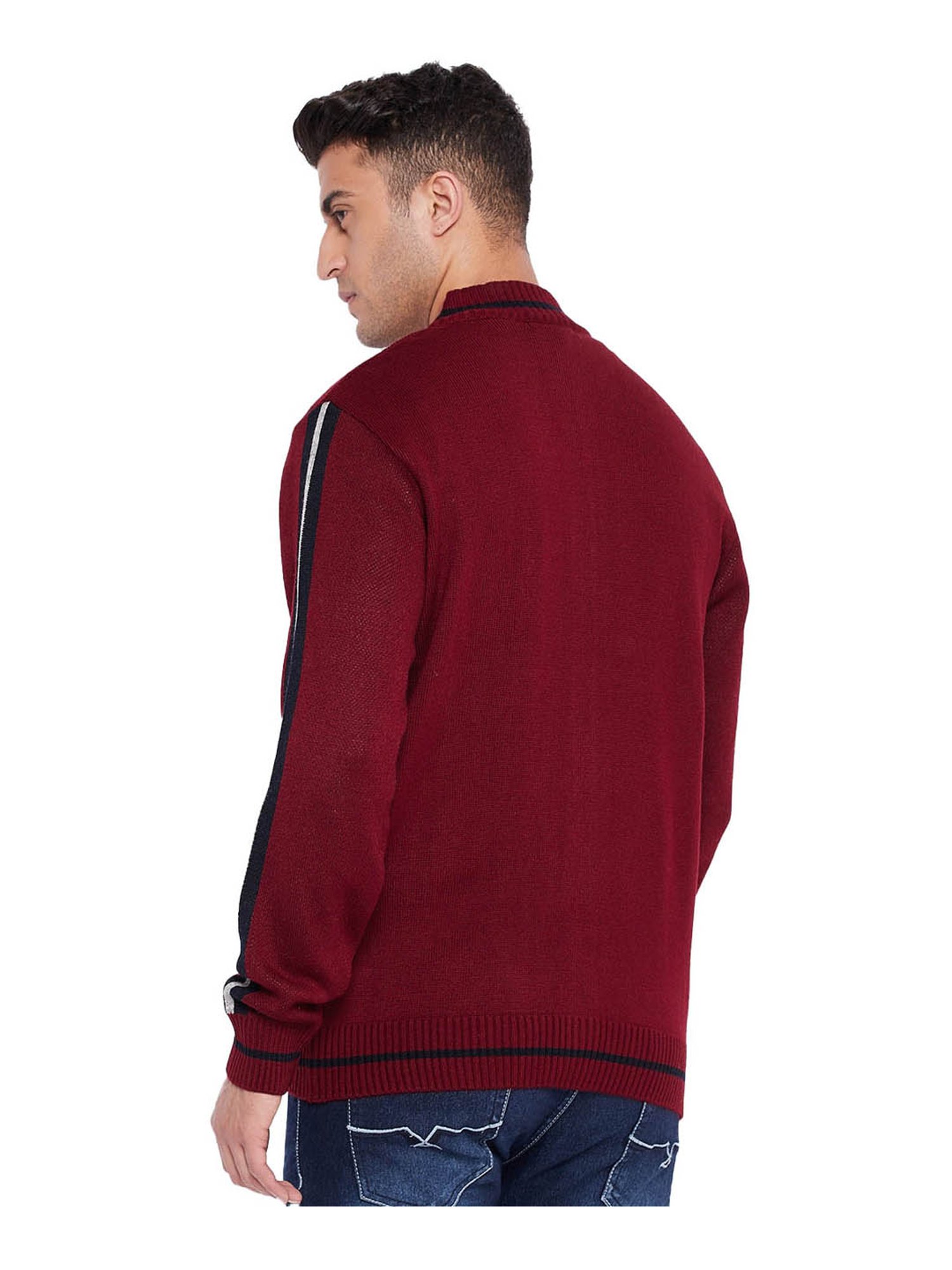 Cantabil Maroon Regular Fit Sweater