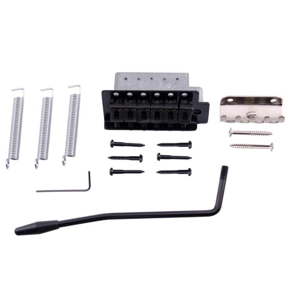 Seismic Audio - SAGA24 - Replacement Black Strat-Style Tremolo Bridge Set for Strat Style Electric Guitar