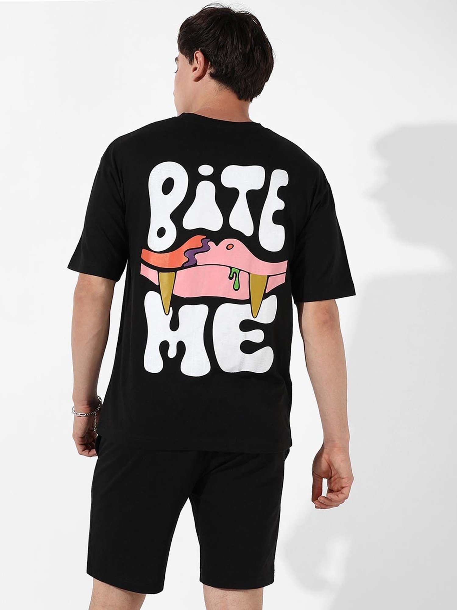 Campus Sutra Black Regular Fit Printed Co-Ord Set