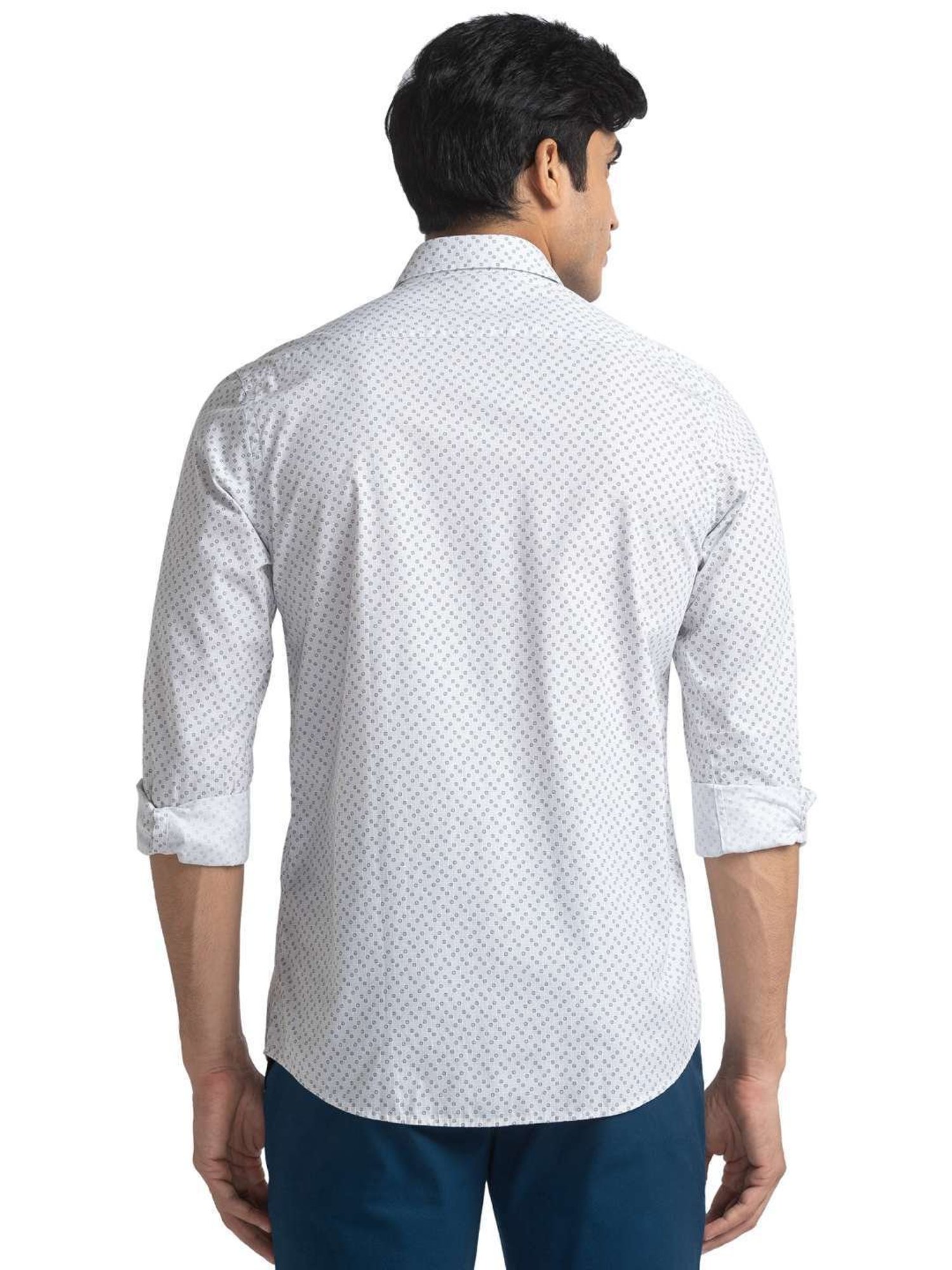 ColorPlus Grey Pure Cotton Tailored Fit Printed Shirt
