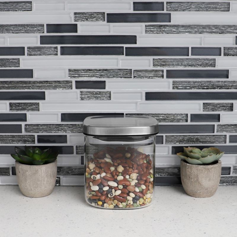 Michael Graves Design Small 27 Ounce Square Borosilicate Glass Canister with Stainless Steel Top