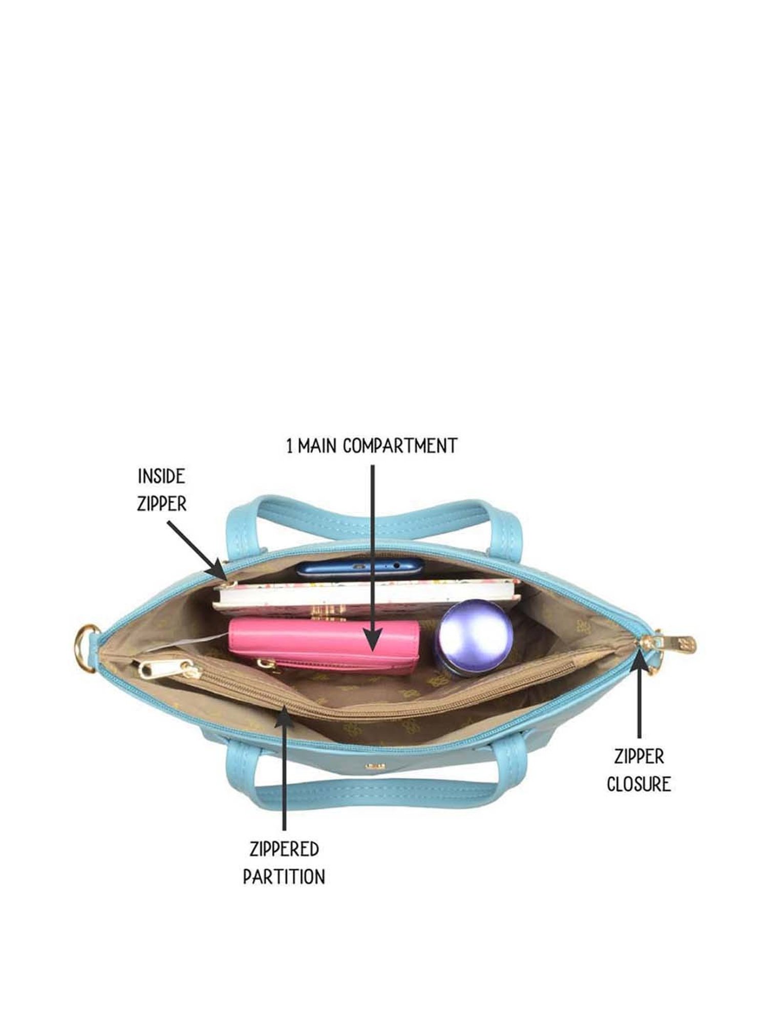 Baggit Blue Solid Medium Tote Handbag