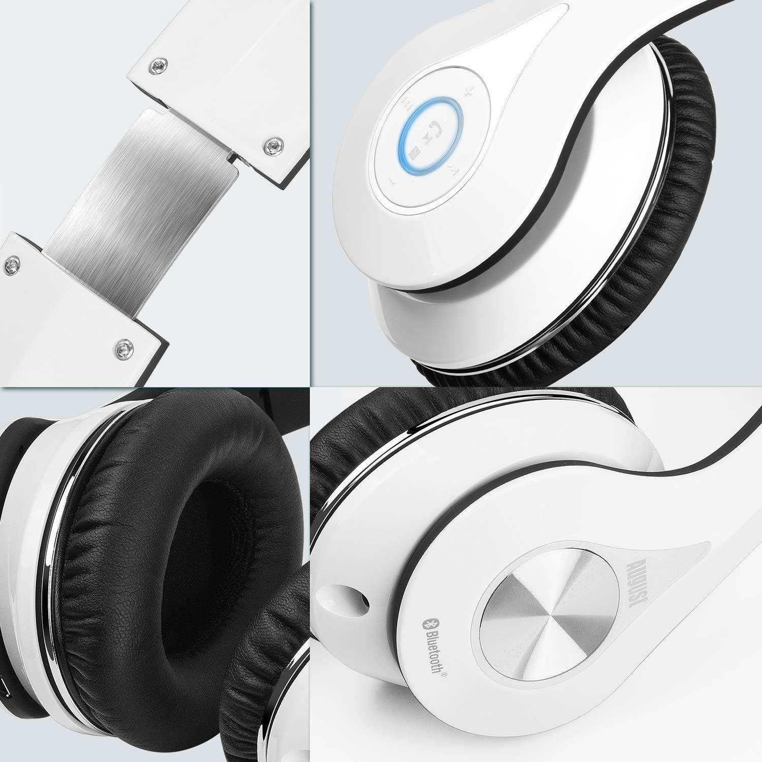 August EP640 Bluetooth Wireless Stereo Headphones with NFC and aptX - White