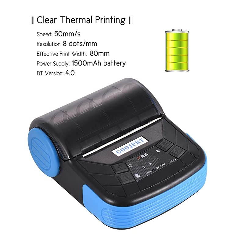 GOOJPRT MTP-3 80mm BT Thermal Printer Portable Lightweight for Supermarket Ticket Receipt Printing
