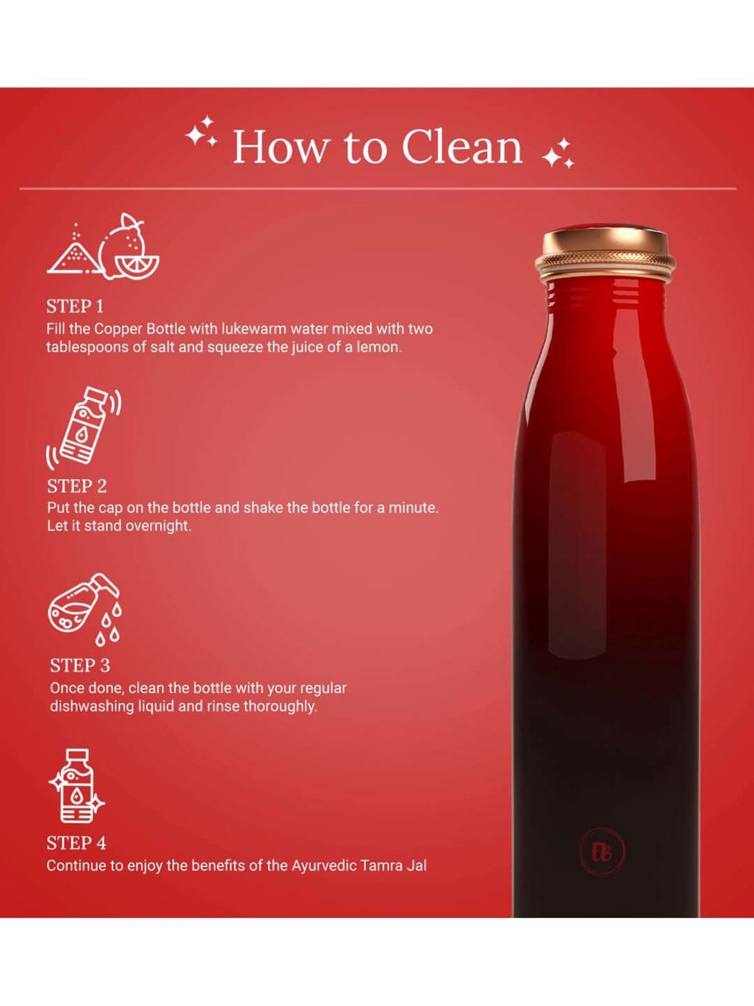 Everything Beautiful Red Copper Water Bottle - Seamless (0.95 L)