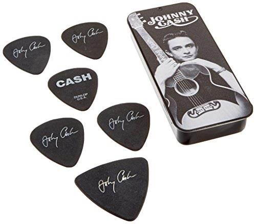 dunlop jcpt01m johnny cash memphis pick tin, assorted, medium, 6 picks/tin