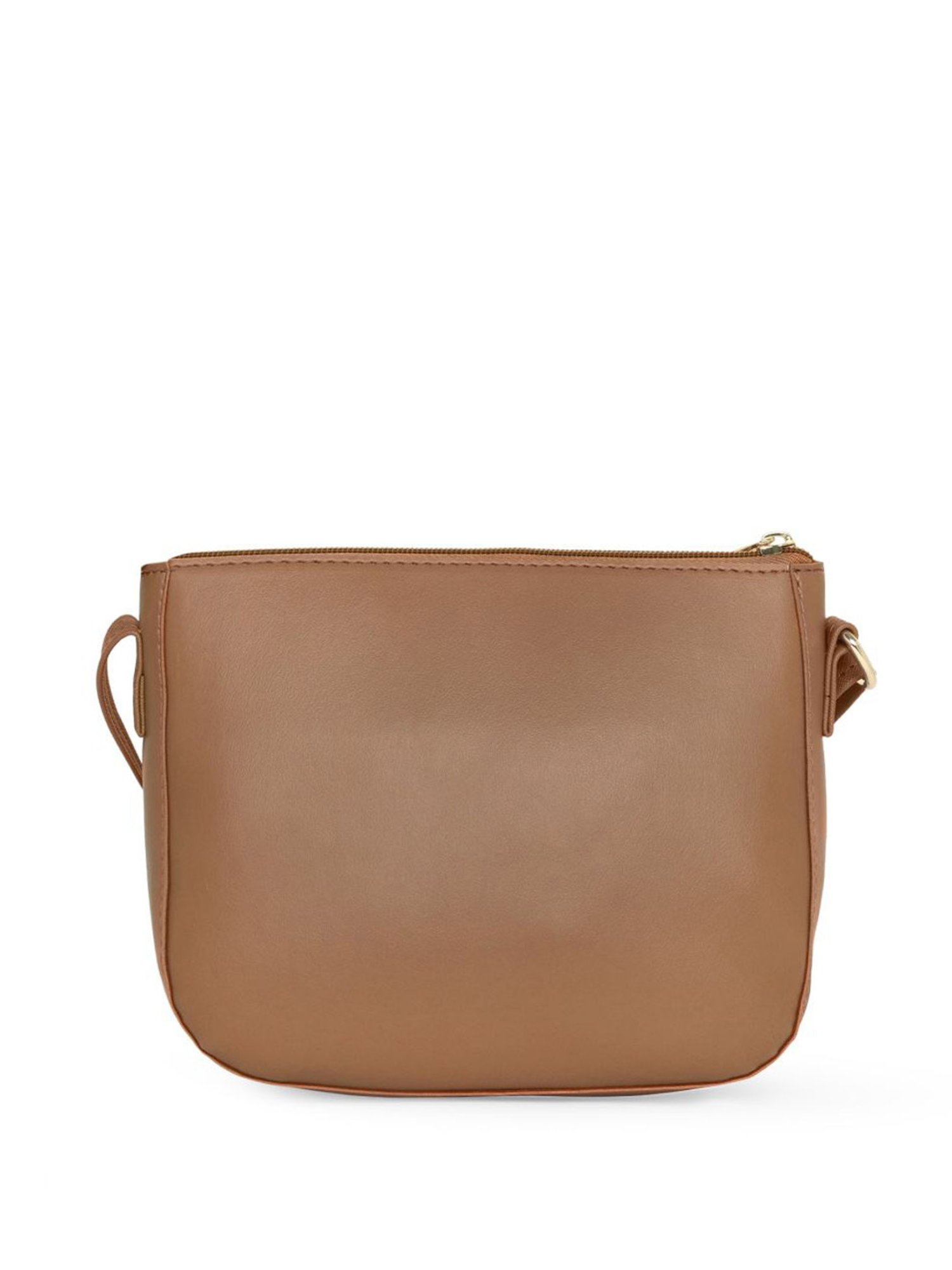 Lavie Croc Saddle Tan Synthetic Textured Sling Handbag