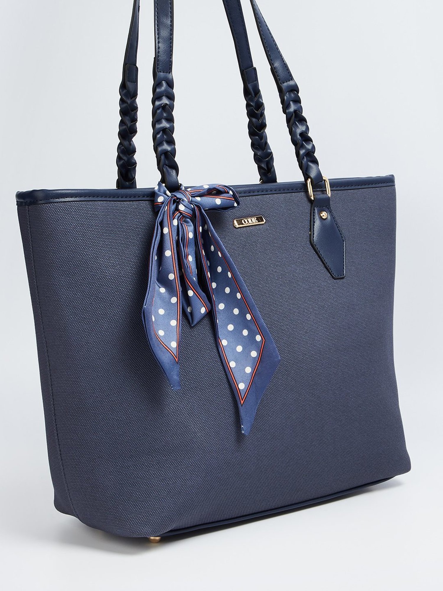 Code by Lifestyle Navy Textured Tote Bag