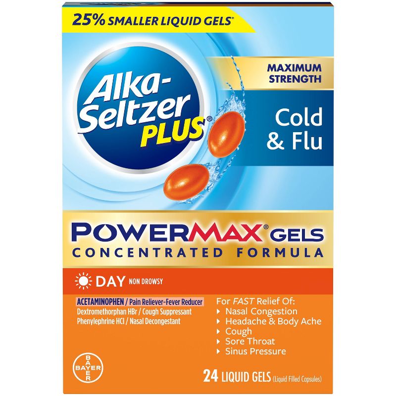 Alka-Seltzer Plus PowerMax Cold & Flu Relief Liquid Gels - 24ct