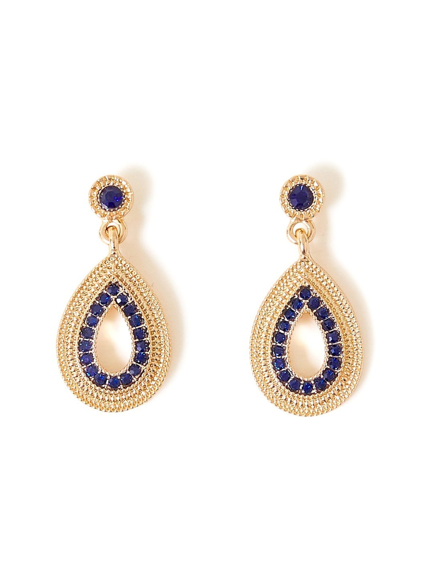 Accessorize London Blue Pave Teardrop Dangler Earrings