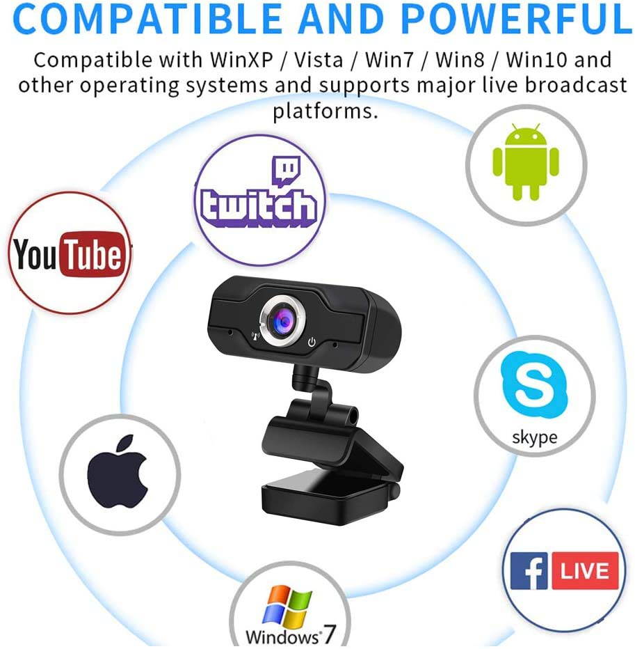 Webcam with Microphone, easyday 1080P Web Camera for Live Streaming, Video Call, Conference, Recording, Online Classes, Game