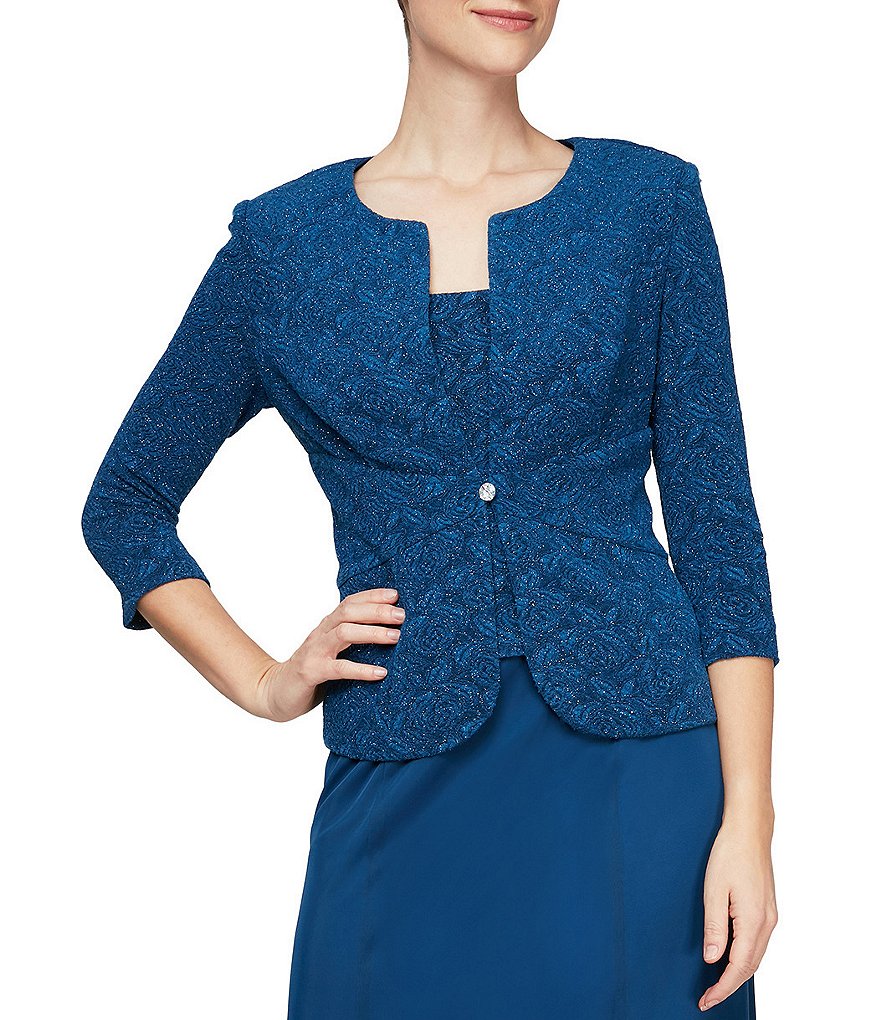 Alex Evenings Stretch Velvet Long Sleeve Ruched Beaded Accent Collar Boat Neck Blouse