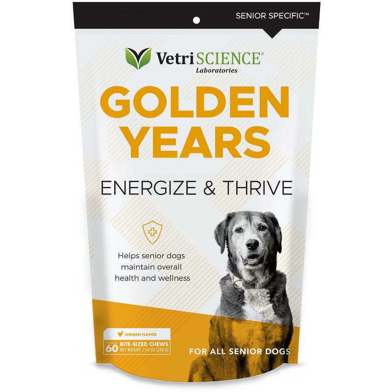 VetriScience Laboratories Golden Years Energize & Thrive Multivitamin for Senior Dogs Chicken Flavor Bite-Sized Chews