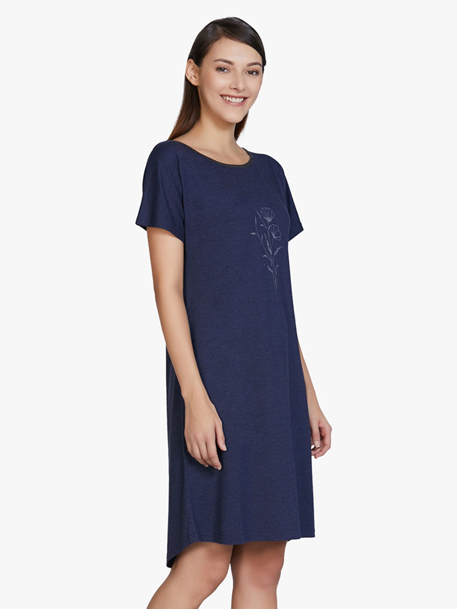 Amante Navy Printed Night Dress