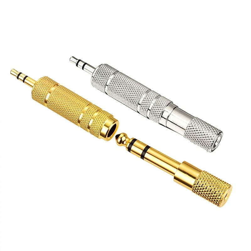 4 Pieces Headphone Adapter 635 mm 14 Inch Male to 35 mm Female and Audio Stereo Plug 35 mm Male to 635 mm 14 Inch Female