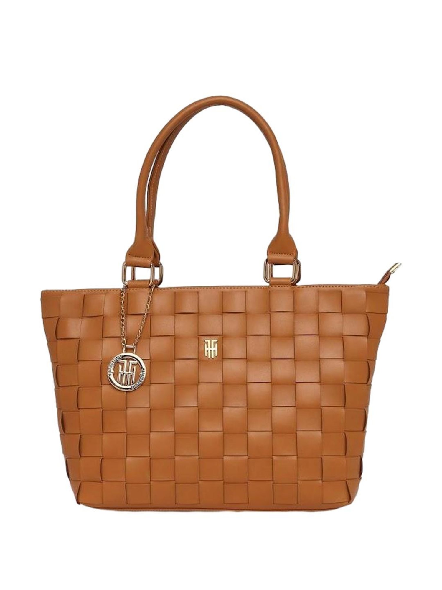 THE HOLISTIK Emira Tan Textured Medium Tote Handbag