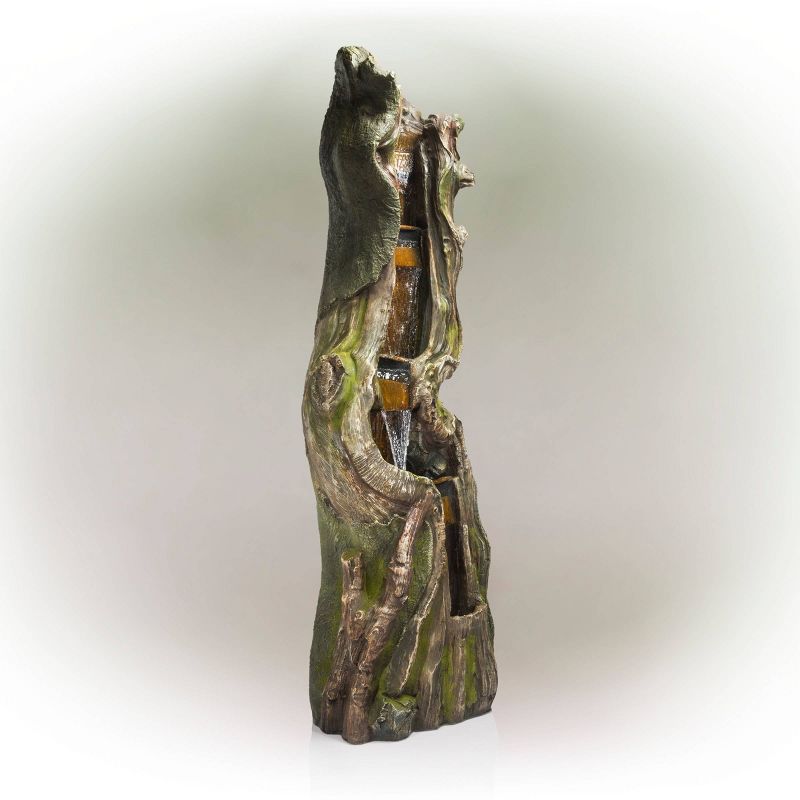 Alpine Corporation 79" Rock Waterfall Fountain With LED Lights - Brown