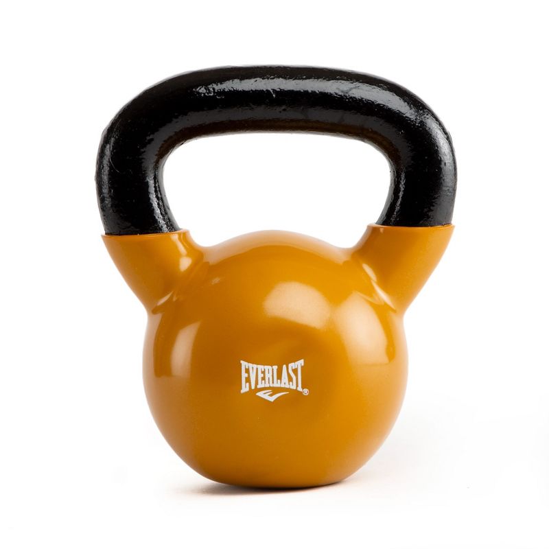 Everlast Vinyl Coated Iron Kettlebell Home Gym Strength Exercise Weight Lifting Training Accessory, 20 Pounds, Orange