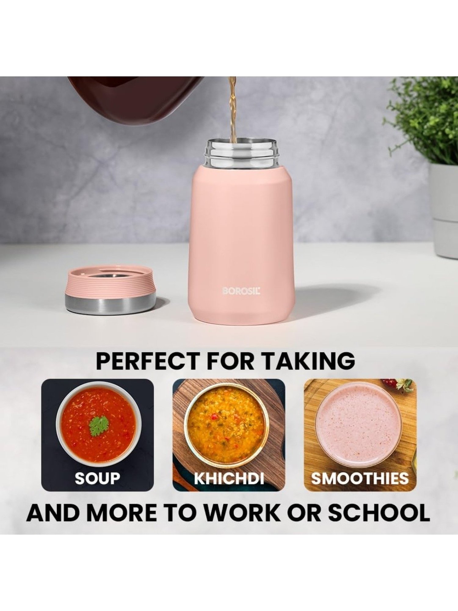 Borosil Pink Stainless Steel Flasks (500 ML)