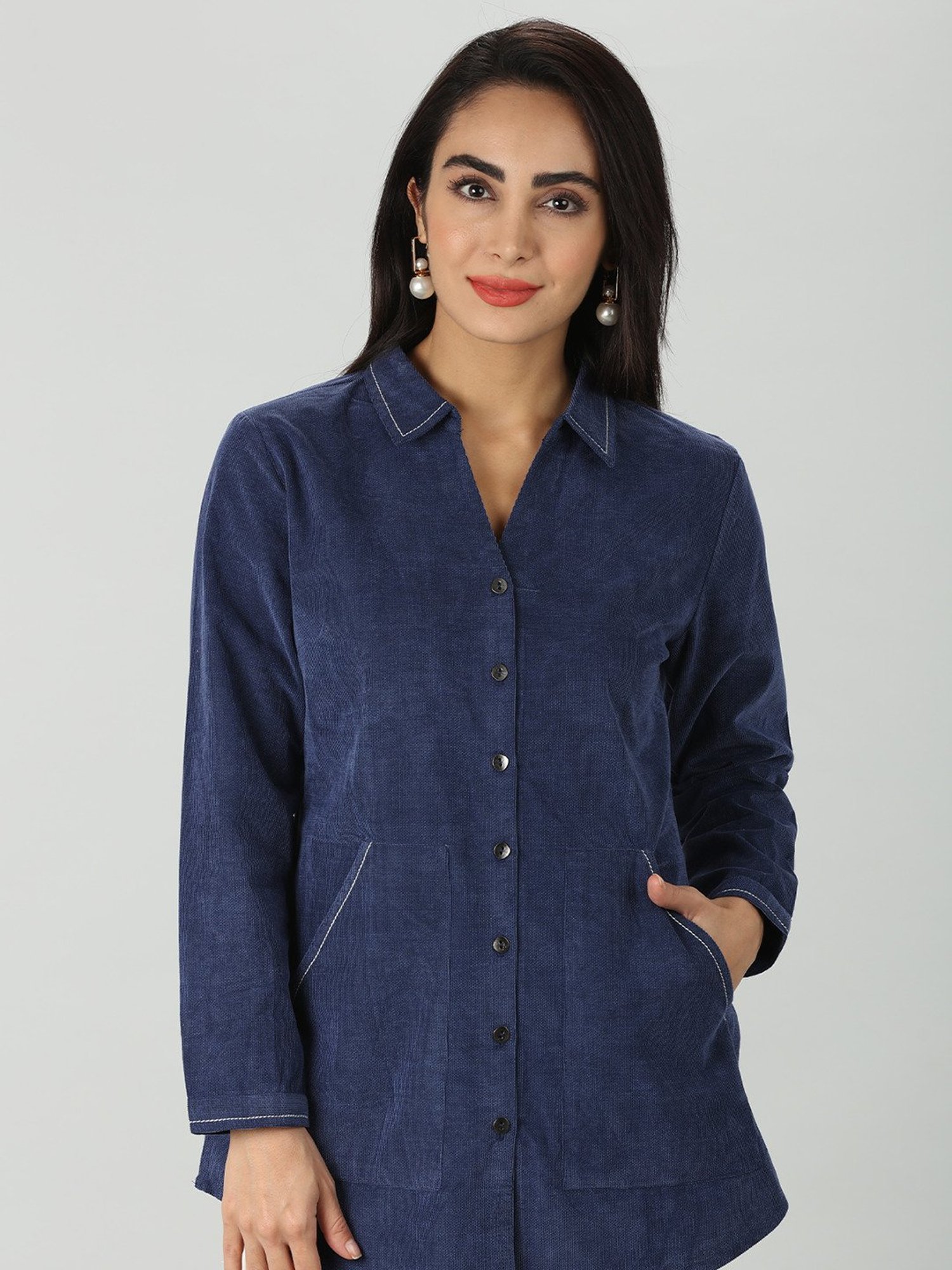 Mustard Navy Regular Fit Shirt