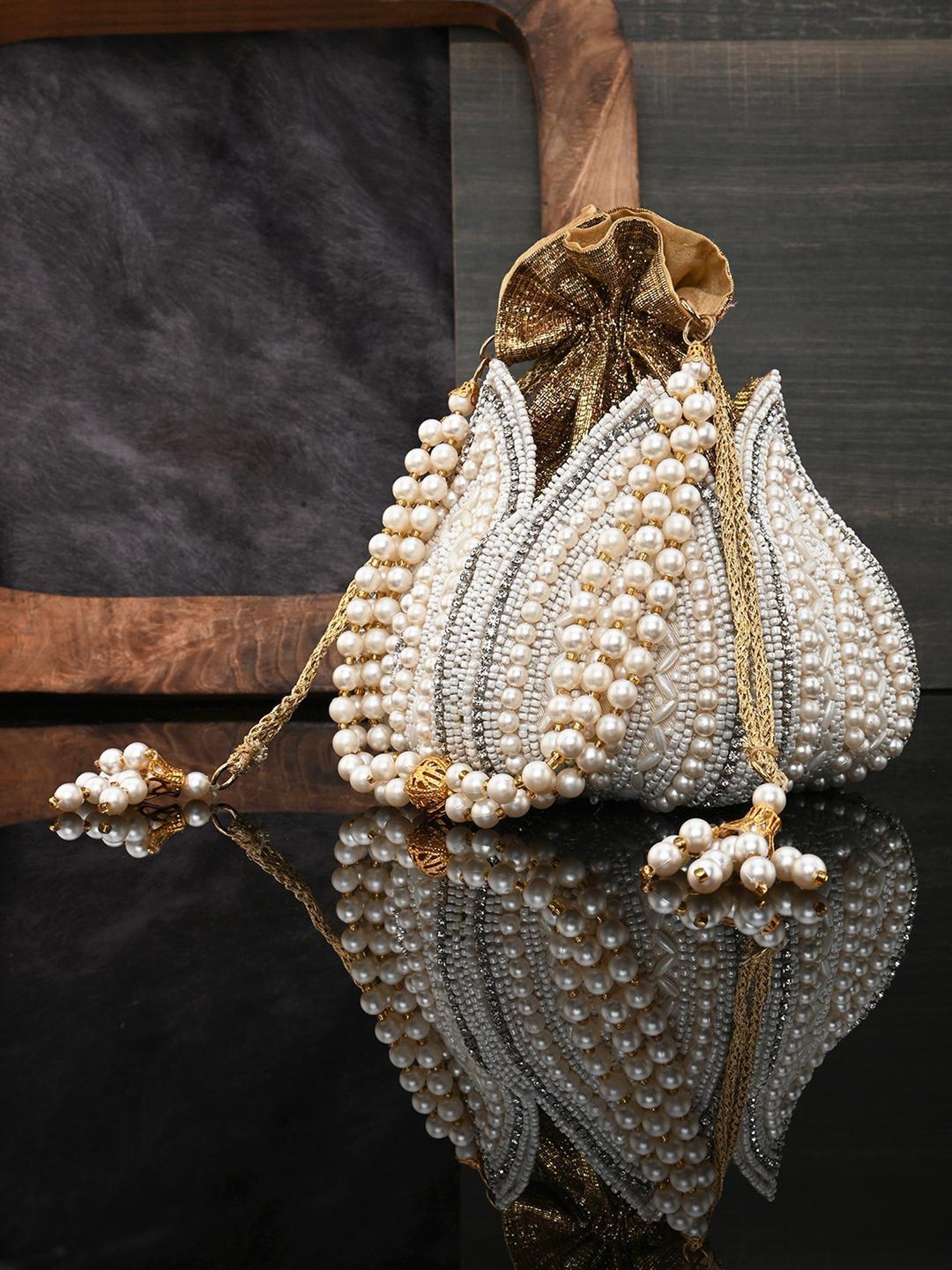 Gaurapakhi Golden Embellished Potli