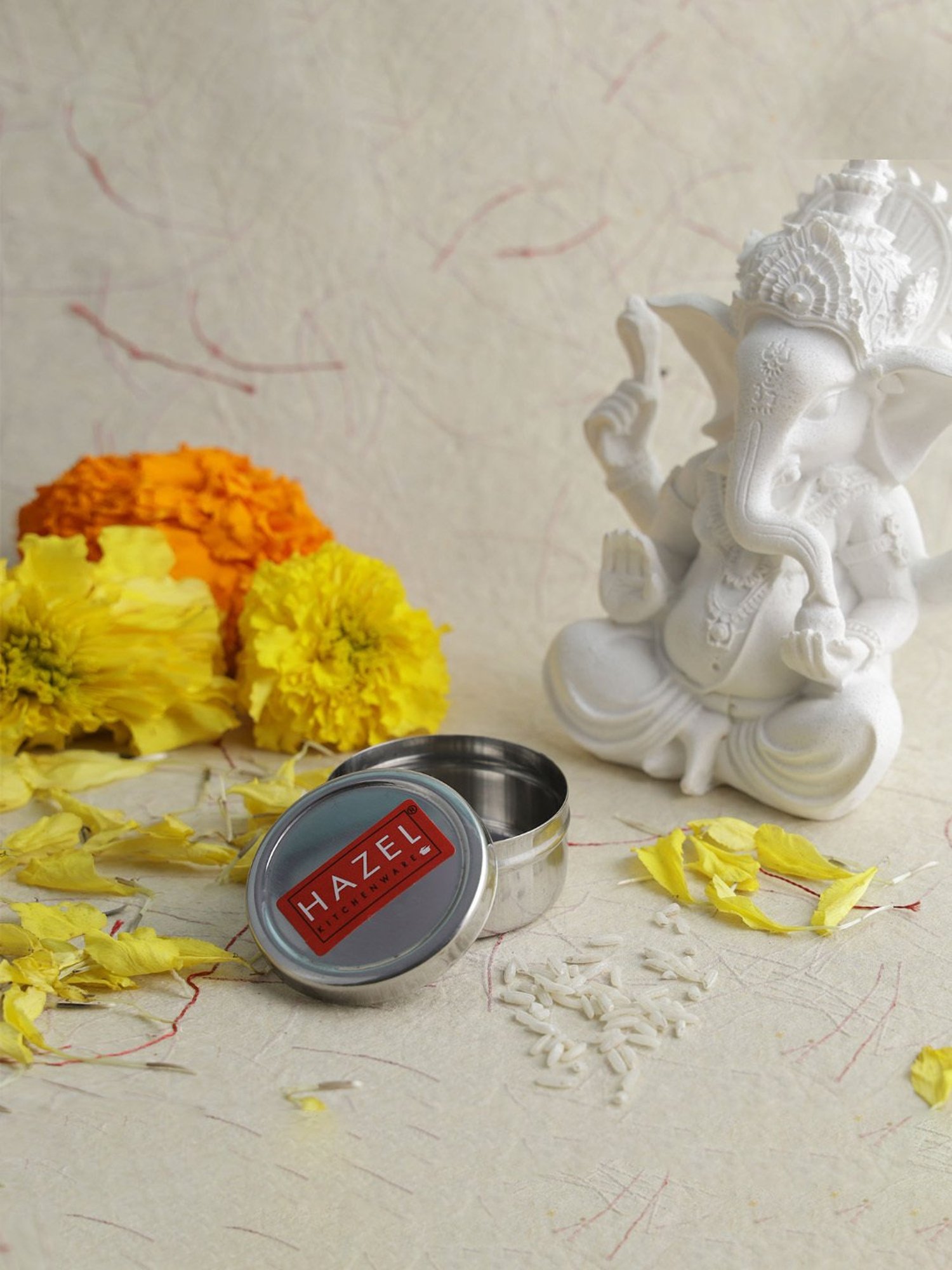 HAZEL Silver Stainless Steel Sindoor Box For Puja