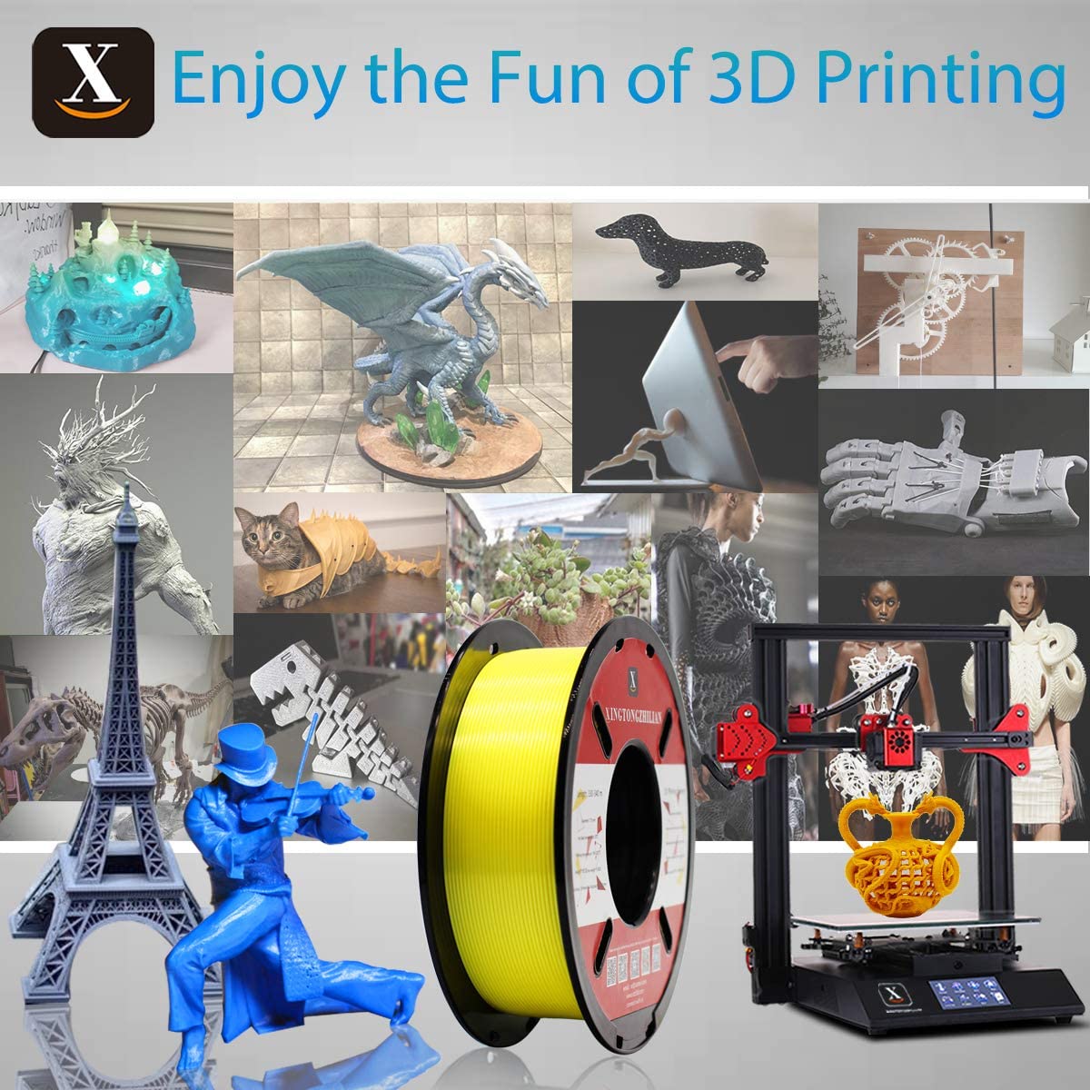 XTZL3D| PLA Material Printing Filament for 3D Printer, Yellow,1kg, 1.75mm