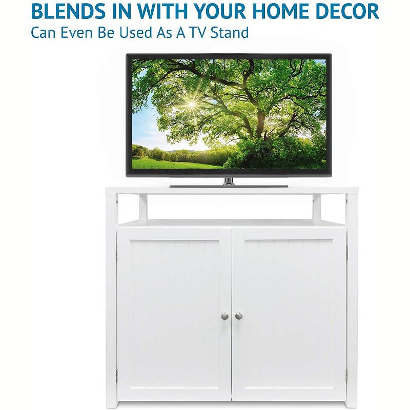 Arf Pets Cat Litter Box Enclosure, Furniture Large Box House with Table - White