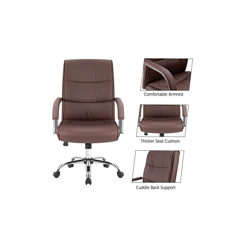 High Back Office Desk Chair Conference Leather Executive with Padded Armrests, Adjustable Ergonomic Swivel Task Chair with Lumbar Support (White)