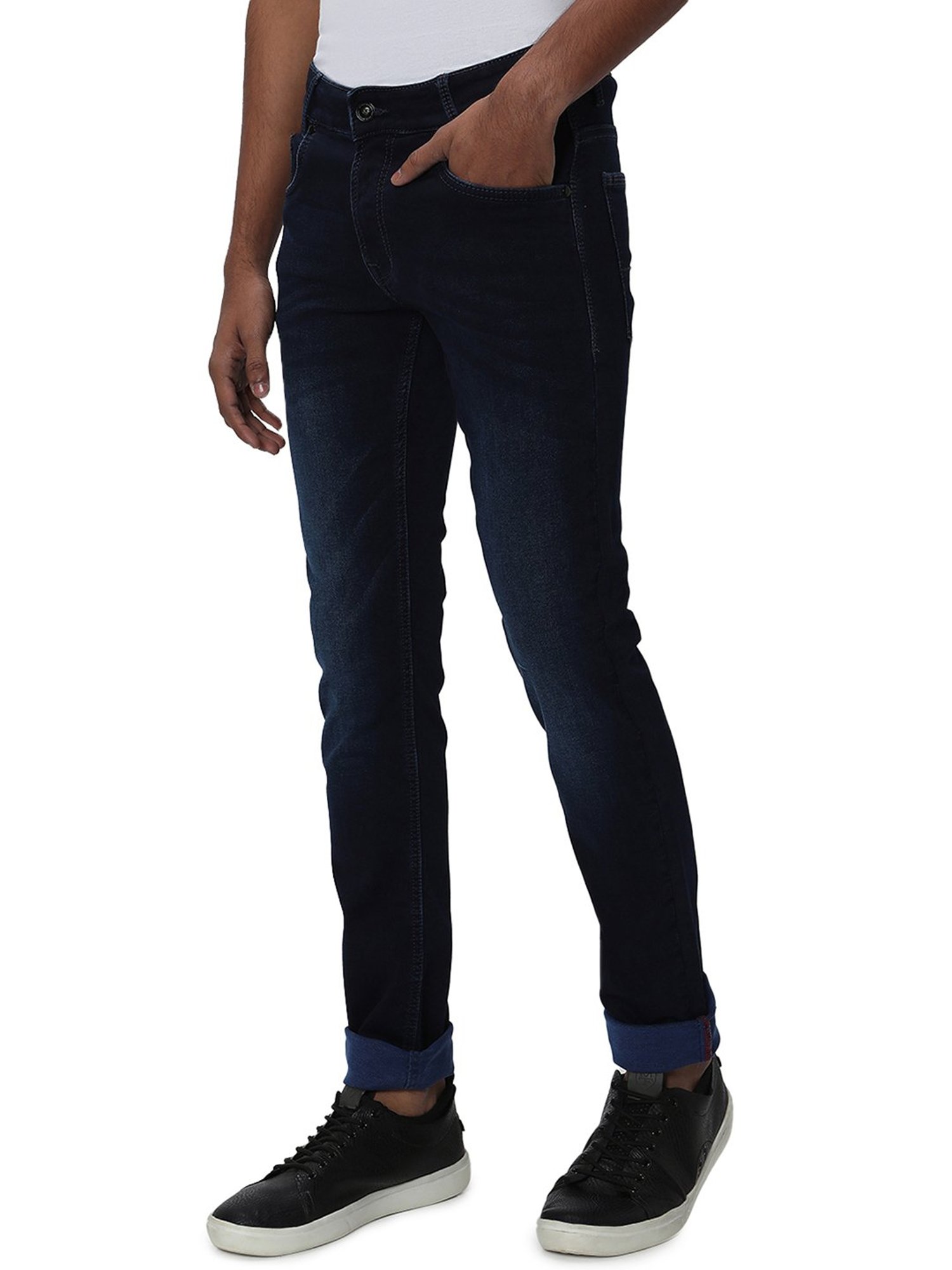 Mufti Navy Slim Fit Lightly Washed Jeans