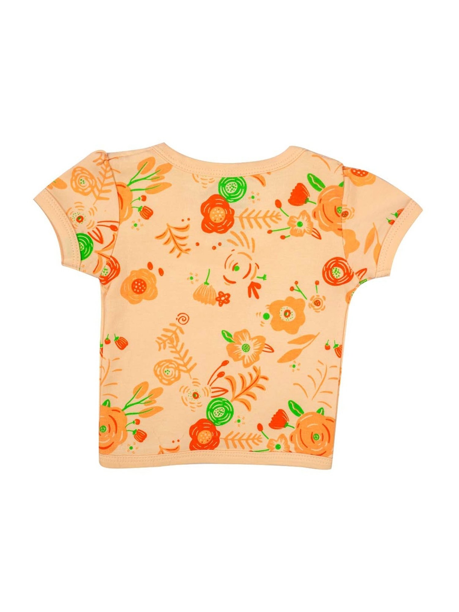 Mee Mee Kids White & Peach Cotton Printed Jabla (Pack of 3)