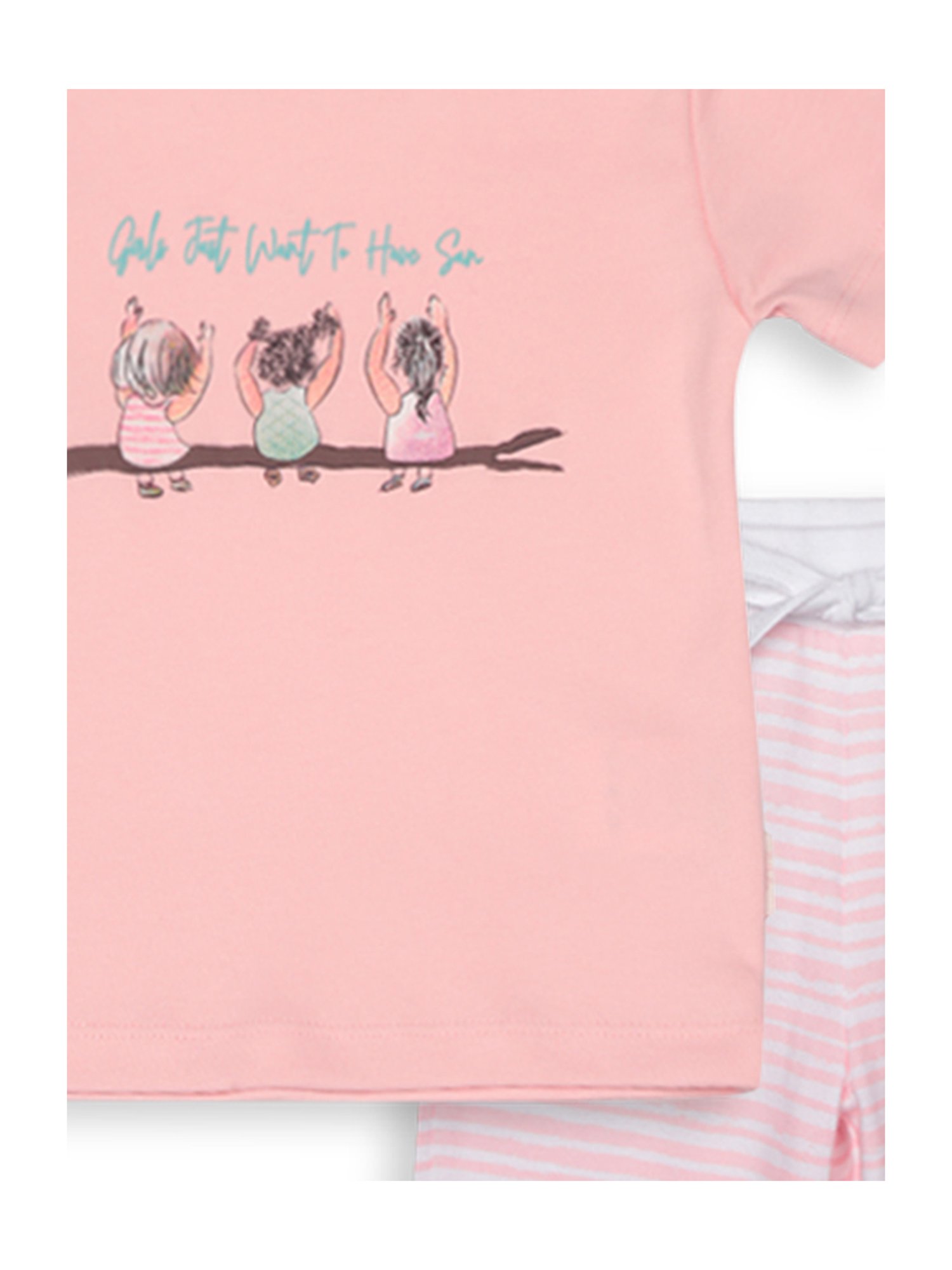 GJ baby Pink Printed Top with Pants