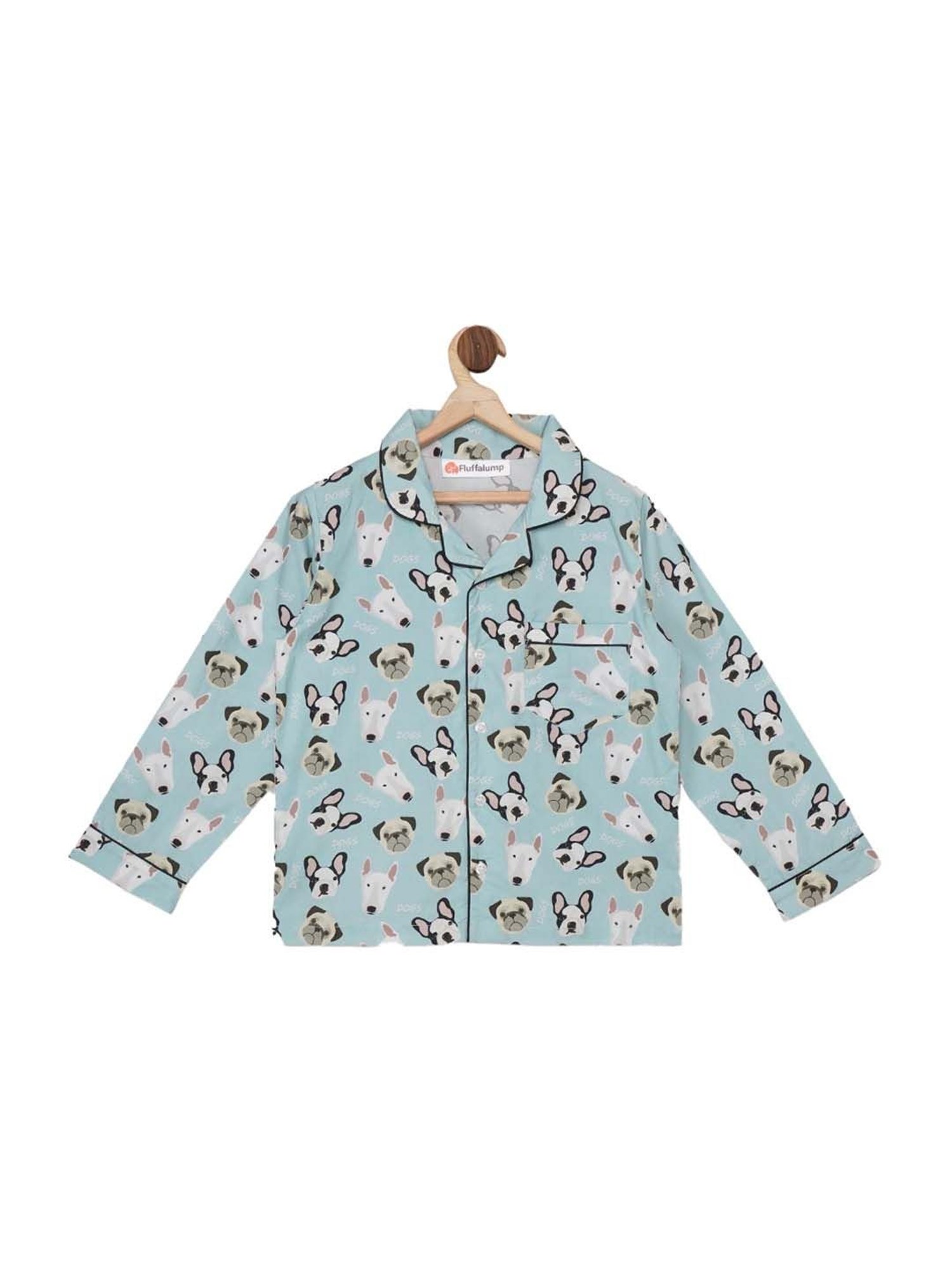 Fluffalump Boys Multicolor Cotton Printed Nightwear Top & Pants Set