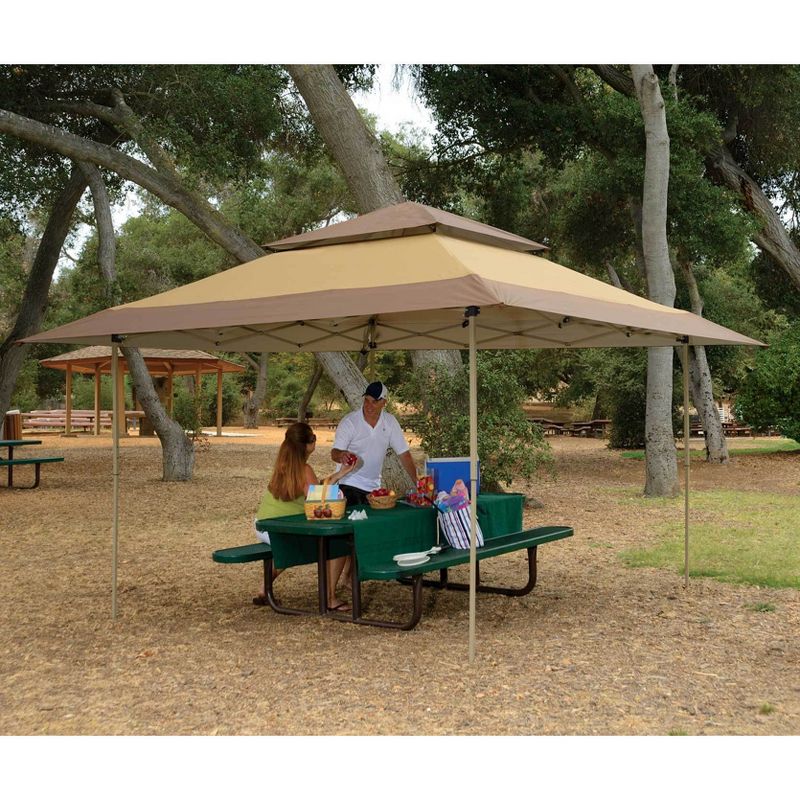 Z-Shade 13 x 13 Foot Instant Gazebo Canopy Outdoor Shelter & Gazebo Bug Screen, Tan Brown