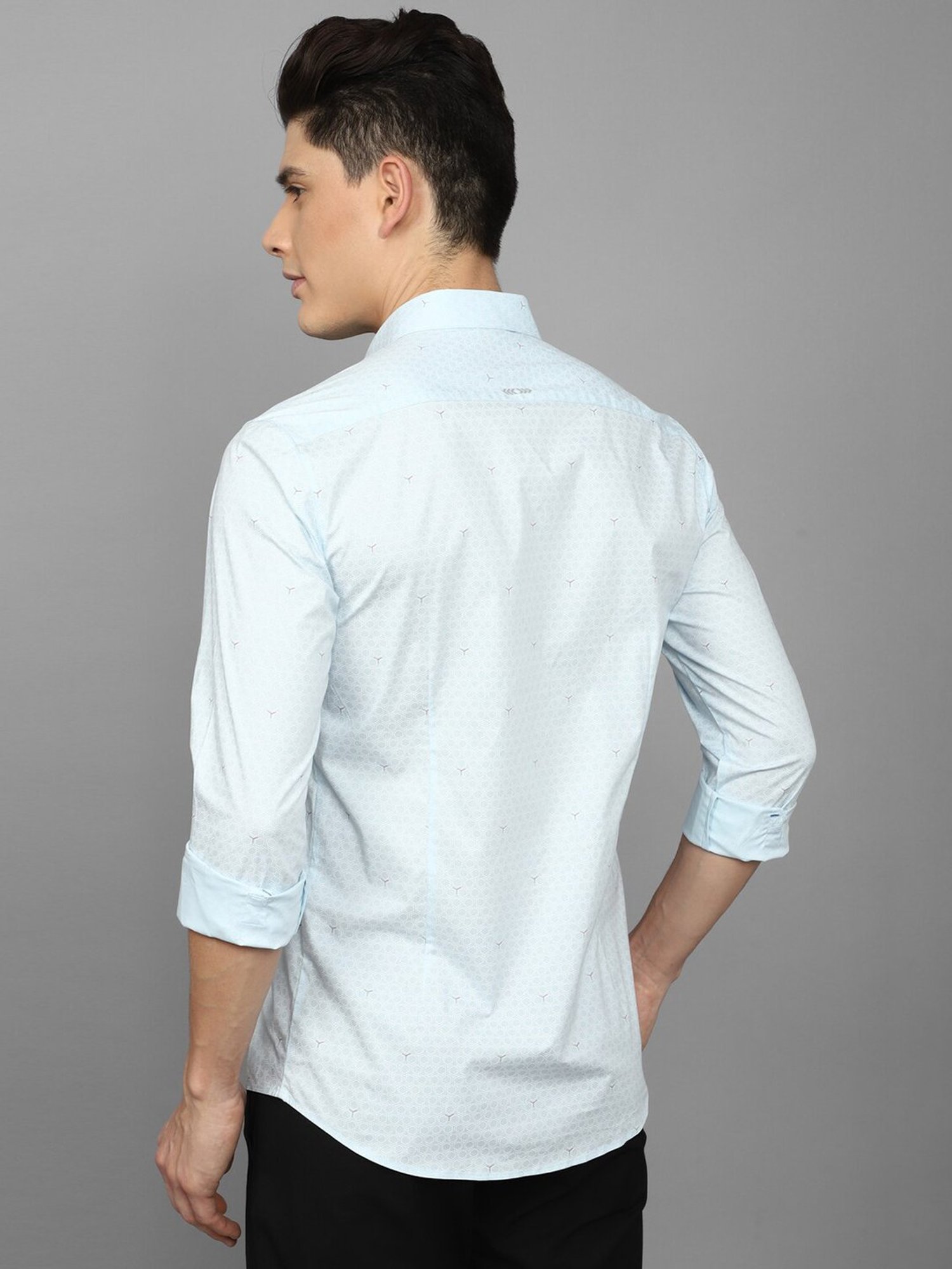 Louis Philippe Sport Light Blue Slim Fit Printed Shirt