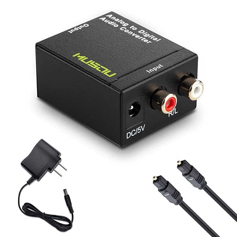 RCA Analog to Digital Optical Toslink Coaxial Audio Converter Adapter with Optical Cable